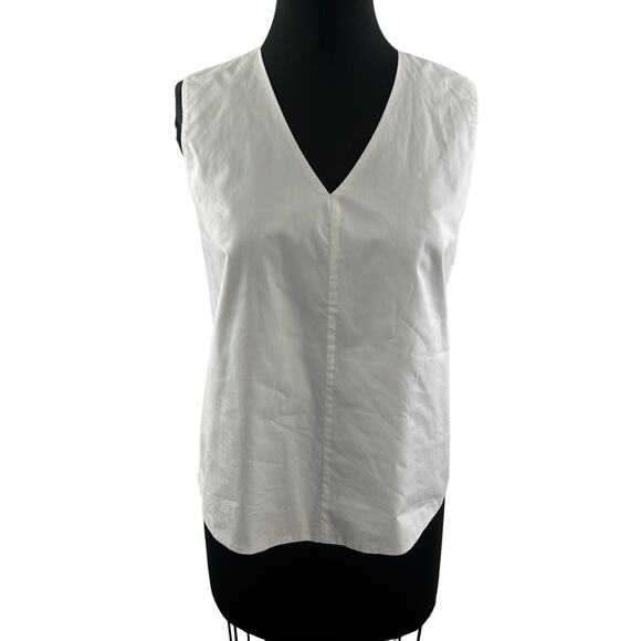 MAXMARA WEEKEND White Cotton Sleeveless V-Neckline Pullover Blouse Top Size S - Picture 1 of 9